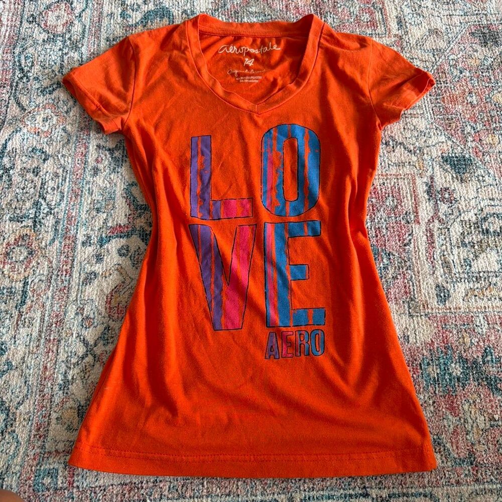 Vintage Y2K Aeropostale orange graphic baby tee - Picture 1 of 4
